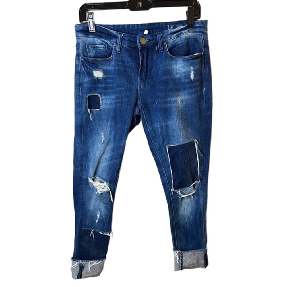 BlankNyC Patchwork Distressed Ripped Cuffed Ankle Jeans 27 Waist